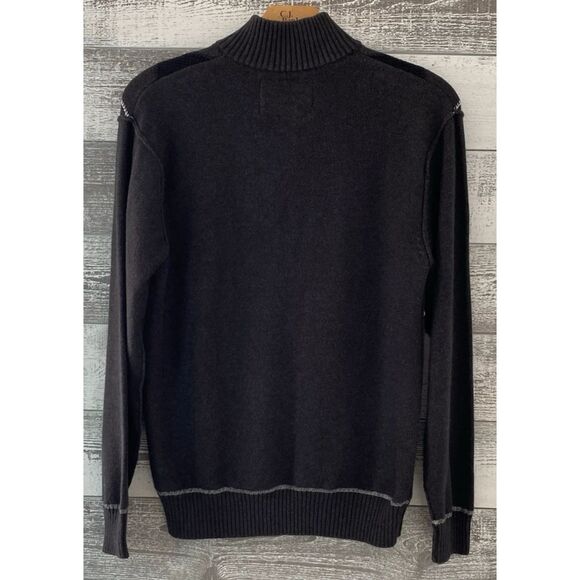 BKE Standard Fit Men's XL Sweater 100% Cotton Gray Black Argyle 1/4 Zip Preppy - Picture 2 of 8